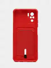 Красный чехол Xiaomi Redmi Note 10, 10S, Poco M5s (Сяоми Редми Нот 10, 10С), с карманом для карты
