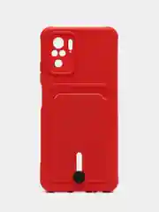 Красный чехол Xiaomi Redmi Note 10, 10S, Poco M5s (Сяоми Редми Нот 10, 10С), с карманом для карты