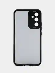 Черный чехол матовый для Samsung Galaxy A34, пластиковый, полупрозрачный, с глянцевой рамкой