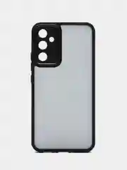 Черный чехол матовый для Samsung Galaxy A34, пластиковый, полупрозрачный, с глянцевой рамкой