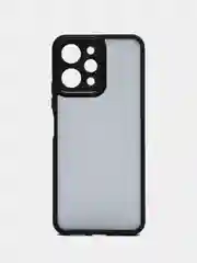 Черный чехол матовый для Xiaomi Redmi 12, пластиковый, полупрозрачный, с глянцевой рамкой
