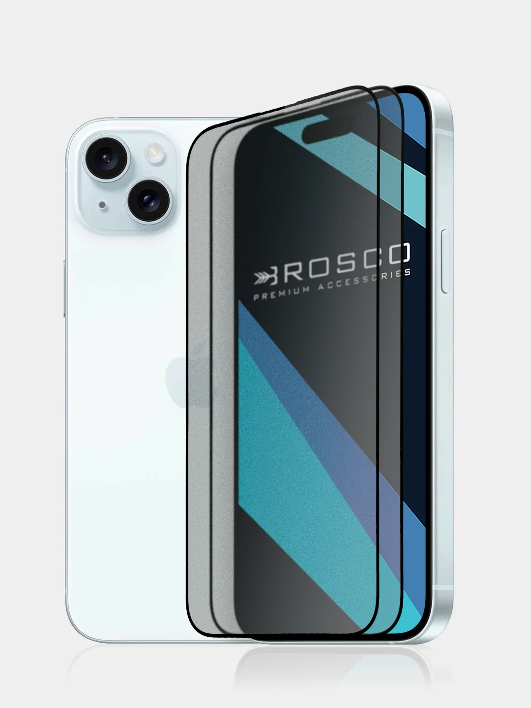 Белый 1-2шт стекло для iPhone 15 Plus защитное ROSCO олеофобное покрытие матовое антишпион рамка