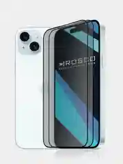 Белый 1-2шт стекло для iPhone 15 Plus защитное ROSCO олеофобное покрытие матовое антишпион рамка