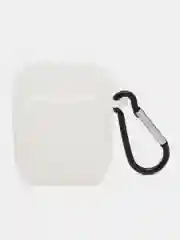 Белый чехол для беспроводных наушников AirPods 1/2 с карабином, силиконовый