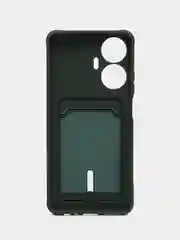 Тёмно-зелёный чехол на Realme C55 (Реалми С55), силиконовый, с карманом для карты