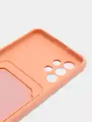 Пудровый чехол Samsung Galaxy A32 (Самсунг Галакси А32 4G), силиконовый, с карманом для карты