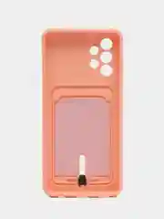 Пудровый чехол Samsung Galaxy A32 (Самсунг Галакси А32 4G), силиконовый, с карманом для карты