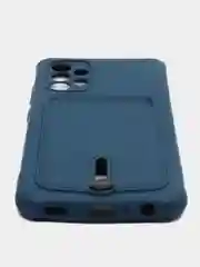 Синий чехол Samsung Galaxy A32 (Самсунг Галакси А32 4G), силиконовый, с карманом для карты