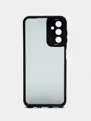Угольный чехол матовый для Samsung Galaxy A14, пластиковый, полупрозрачный, с глянцевой рамкой