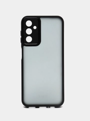 Чехол матовый для Samsung Galaxy A14, пластиковый, полупрозрачный, с глянцевой рамкой