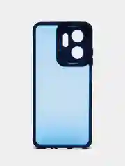 Синий чехол матовый для Honor X7a / Хонор Х7а, пластиковый, полупрозрачный, с глянцевой рамкой
