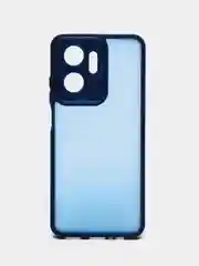 Синий чехол матовый для Honor X7a / Хонор Х7а, пластиковый, полупрозрачный, с глянцевой рамкой