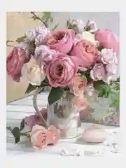 Оливковый алмазная мозаика 30х40 см "Цветы без подрамника