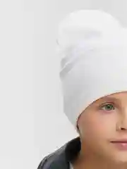 Белый шапка для девочек, шапка с отворотом для подростков весна / осень, разм 56-60