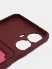 Бордовый чехол на Realme C55 (Реалми С55), силиконовый, с карманом для карты