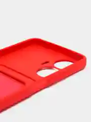 Красный чехол на Realme C55 (Реалми С55), силиконовый, с карманом для карты