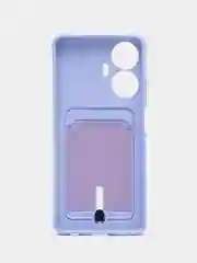 Лавандовый чехол на Realme C55 (Реалми С55), силиконовый, с карманом для карты