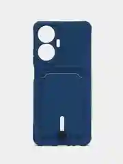 Синий чехол на Realme C55 (Реалми С55), силиконовый, с карманом для карты