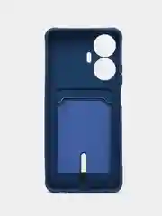 Синий чехол на Realme C55 (Реалми С55), силиконовый, с карманом для карты