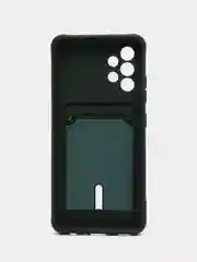 Тёмно-зелёный чехол Samsung Galaxy A32 (Самсунг Галакси А32 4G), силиконовый, с карманом для карты