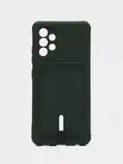Тёмно-зелёный чехол Samsung Galaxy A32 (Самсунг Галакси А32 4G), силиконовый, с карманом для карты