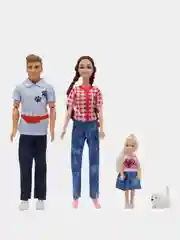 Белый набор шарнирных кукол "Семья с ребенком и акссессуарами", 29 см, ТМ Miss Kapriz