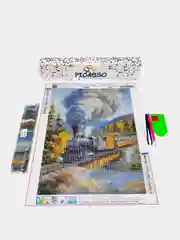 Алмазная мозаика, 30 х 40 см, "Парoвоз", без подрамника