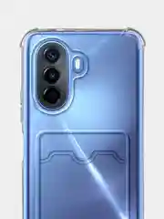 Прозрачный чехол для Huawei Nova Y70 Y70 Plus Y71 противоударный BROSCORP силиконовый карман для карт