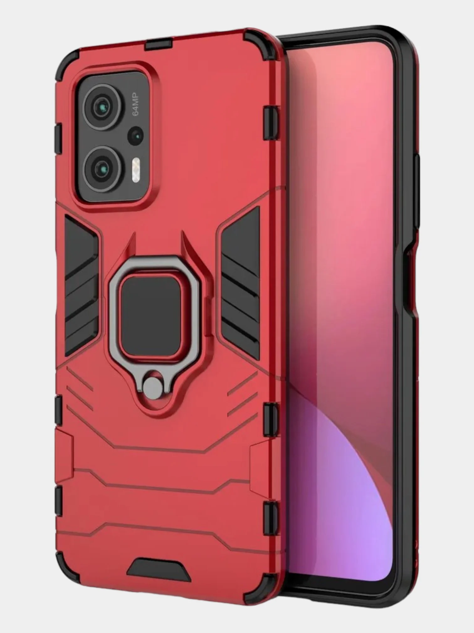 Красный чехол противоударный для Xiaomi Poco X4 GT (Сяоми Поко Х4 ГТ), с кольцом