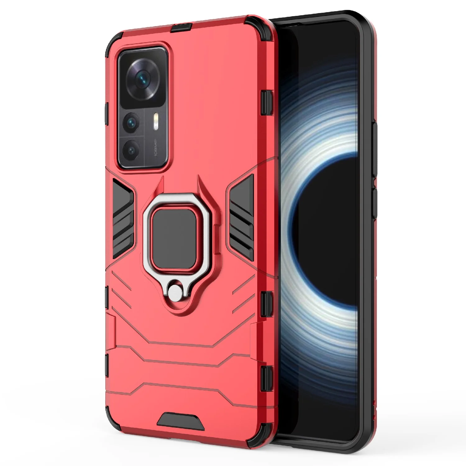 Черный чехол противоударный с кольцом на Xiaomi 12T и Xiaomi 12T Pro (Сяоми 12Т и Сяоми 12Т Про)