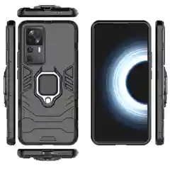 Черный чехол противоударный с кольцом на Xiaomi 12T и Xiaomi 12T Pro (Сяоми 12Т и Сяоми 12Т Про)