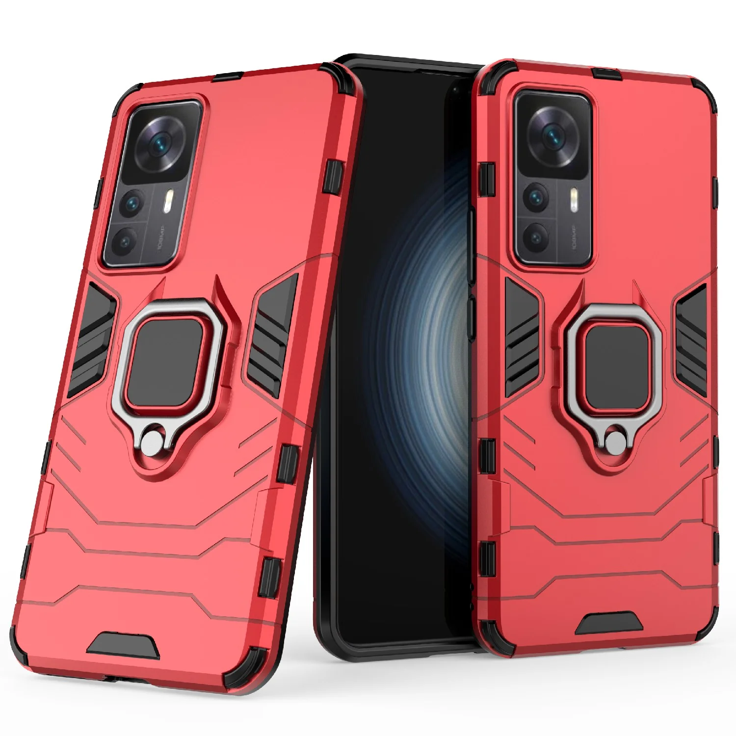 Черный чехол противоударный с кольцом на Xiaomi 12T и Xiaomi 12T Pro (Сяоми 12Т и Сяоми 12Т Про)