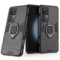 Черный чехол противоударный с кольцом на Xiaomi 12T и Xiaomi 12T Pro (Сяоми 12Т и Сяоми 12Т Про)