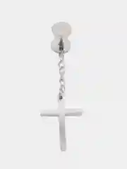 Серебряный серьги с крестиком на цепочке