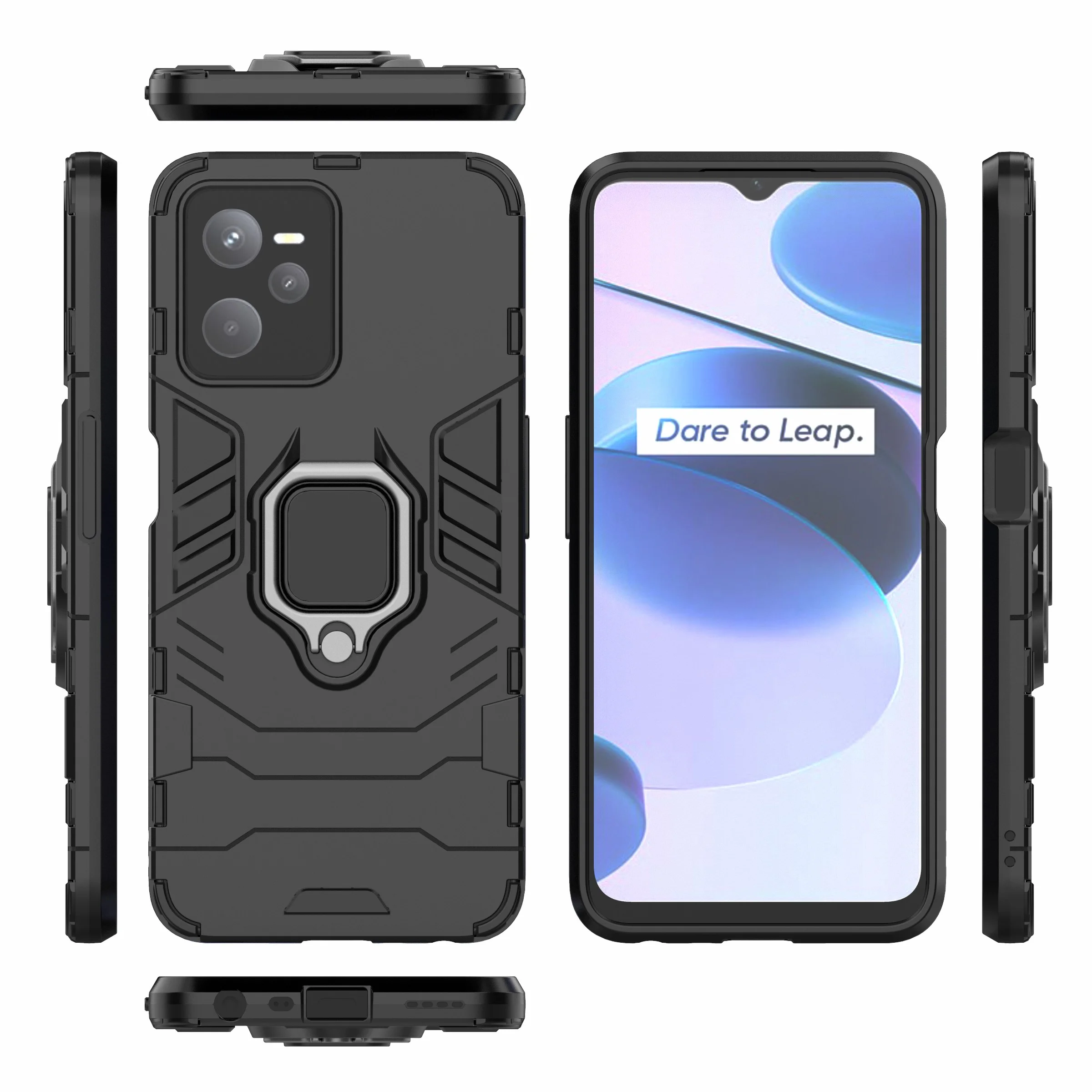Чехол противоударный с кольцом-держателем на Realme C35 (Реалми С35)