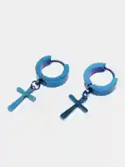 Синий серьги с крестиками из стали (2 штуки)