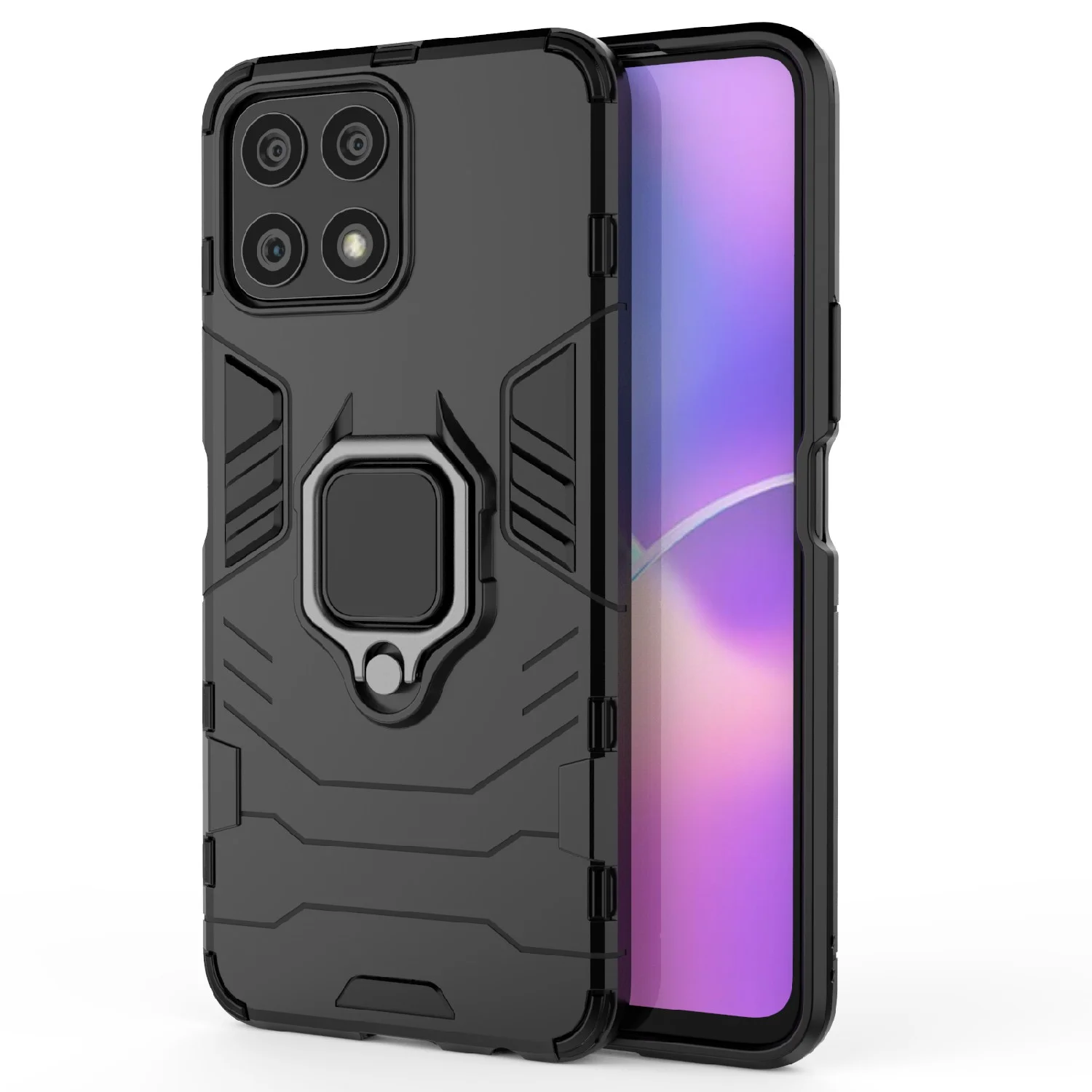 Красный чехол противоударный на Honor X8, с кольцом-держателем