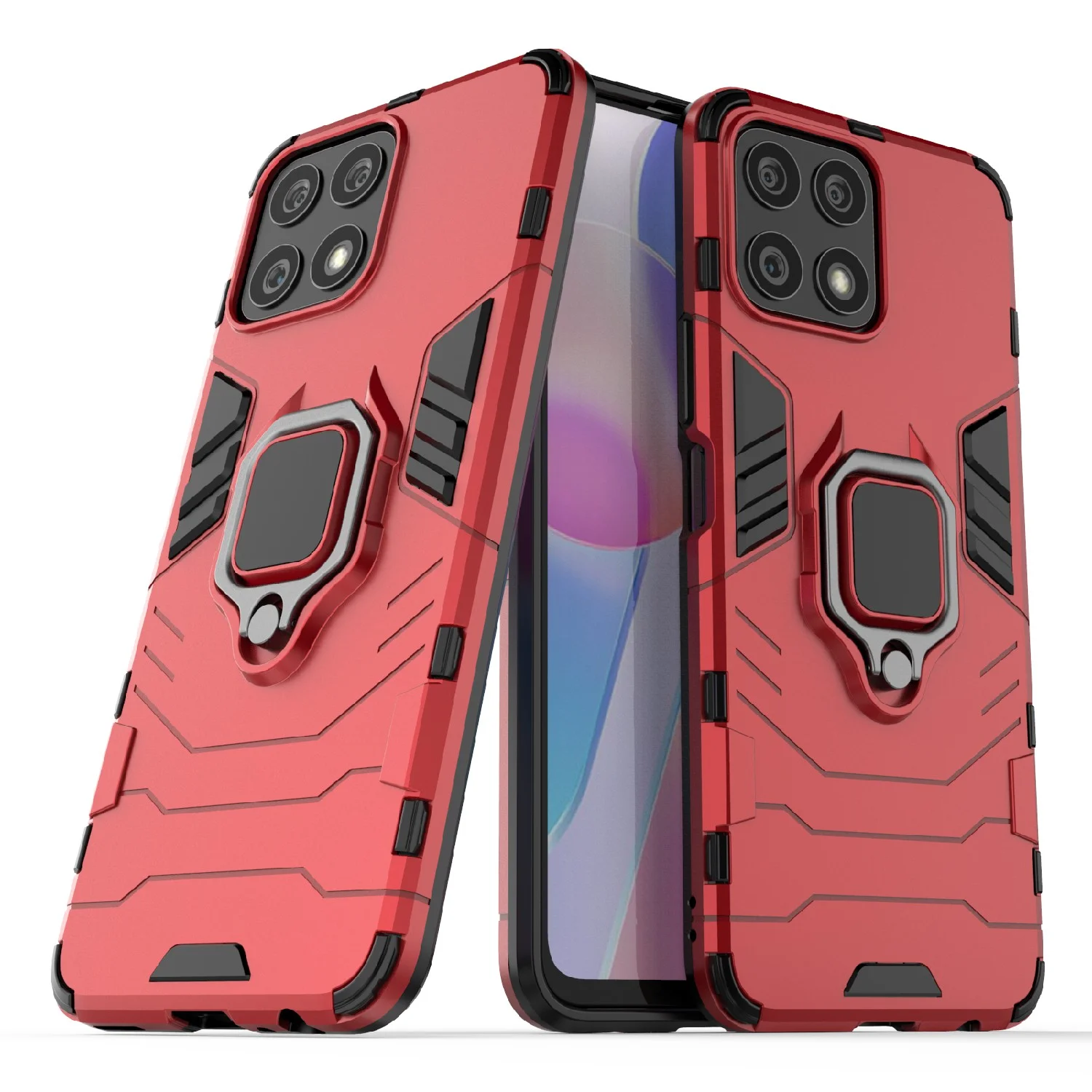 Красный чехол противоударный на Honor X8, с кольцом-держателем