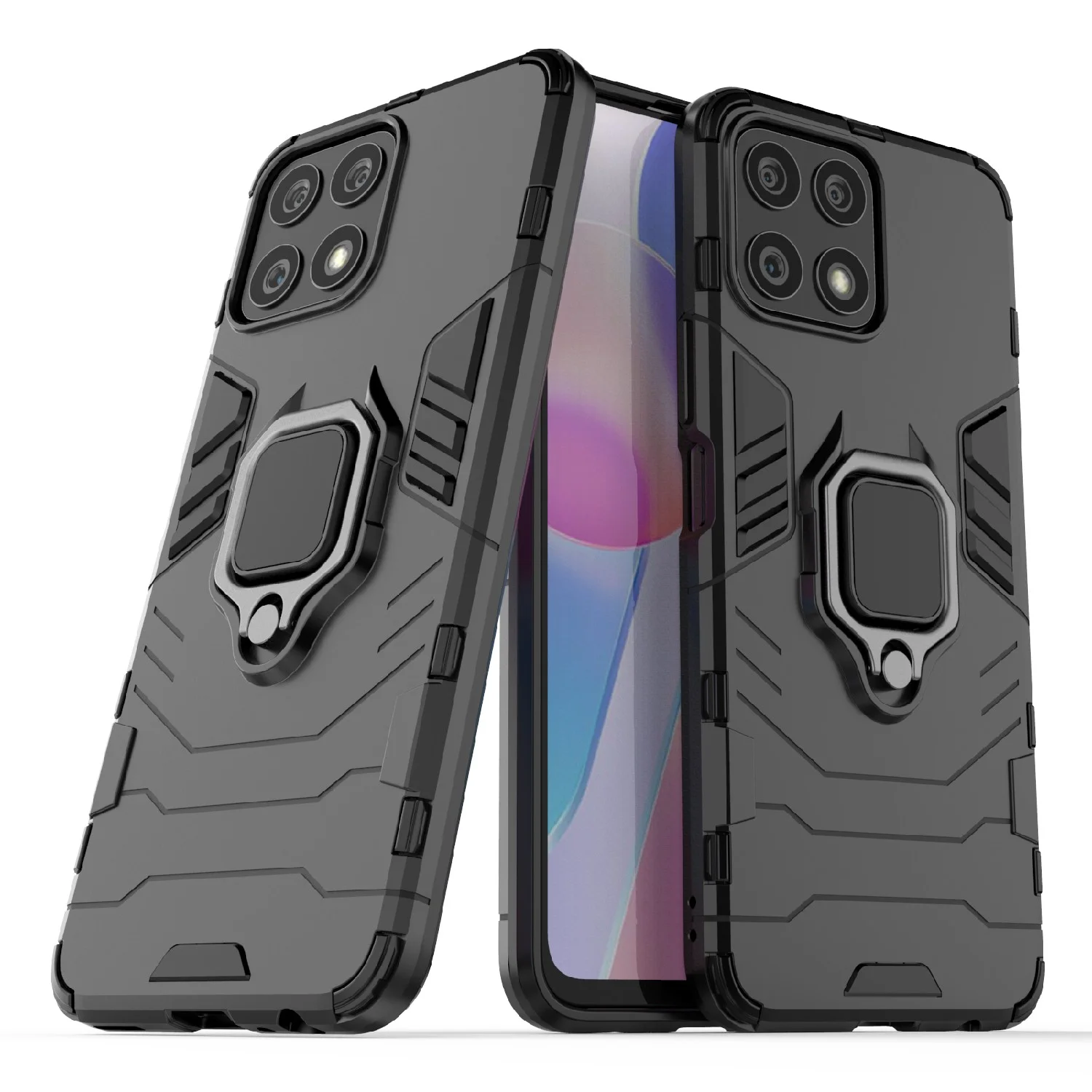Красный чехол противоударный на Honor X8, с кольцом-держателем