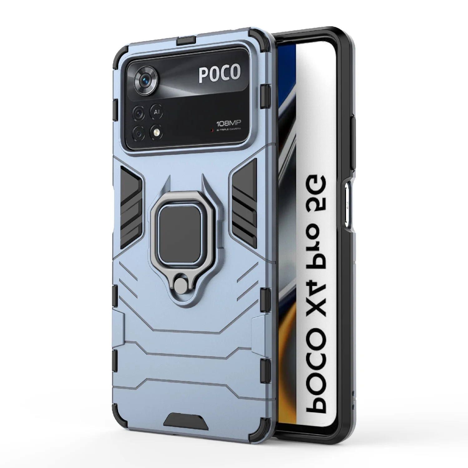 Чехол противоударный с кольцом-держателем на Xiaomi Poco X4 Pro 5G (Сяоми Поко Х4 Про 5G)