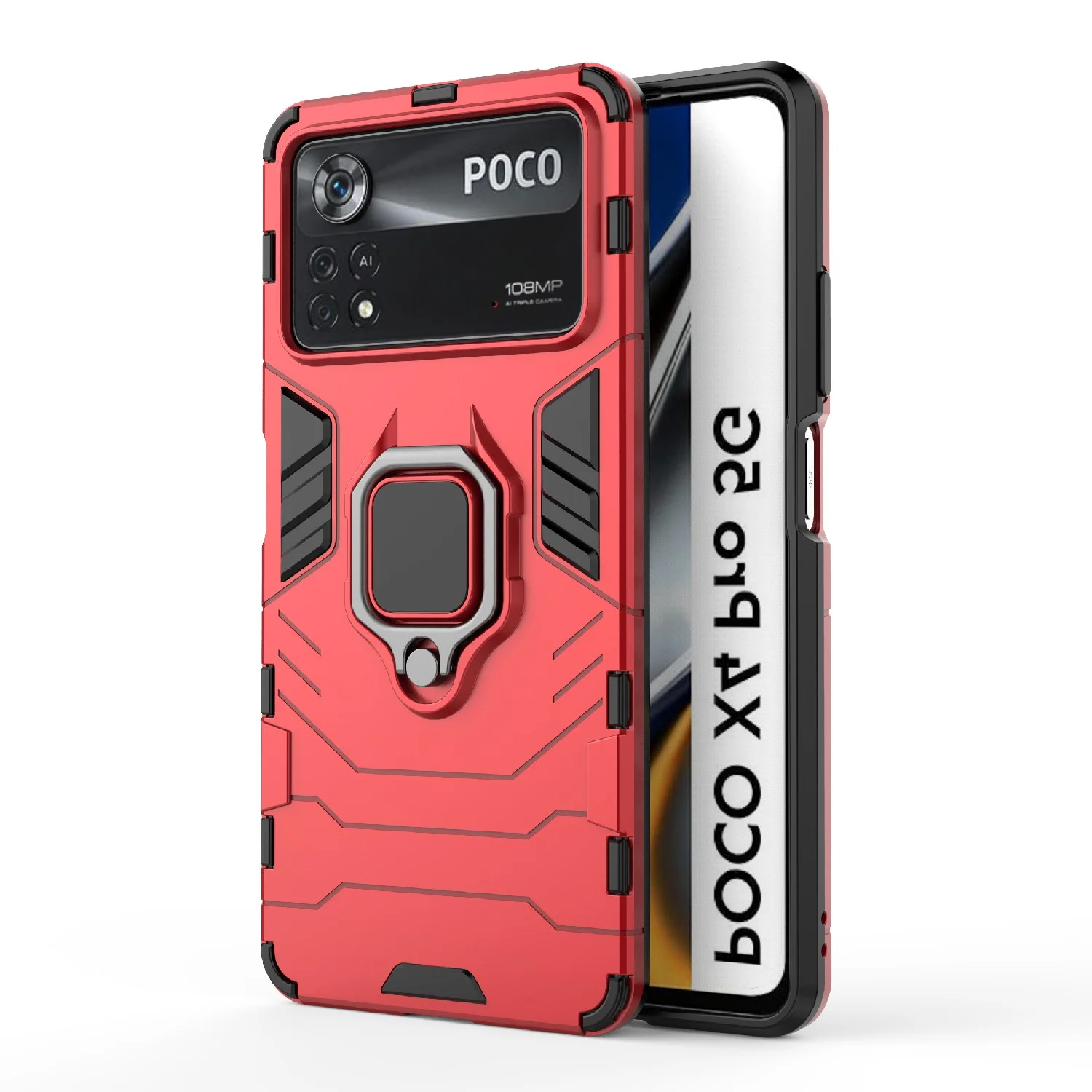 Чехол противоударный с кольцом-держателем на Xiaomi Poco X4 Pro 5G (Сяоми Поко Х4 Про 5G)