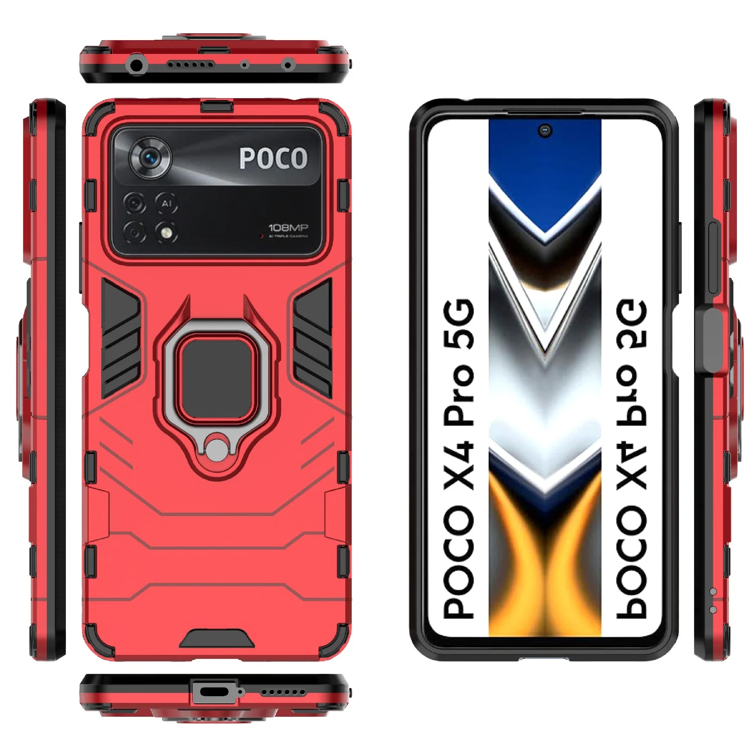 Чехол противоударный с кольцом-держателем на Xiaomi Poco X4 Pro 5G (Сяоми Поко Х4 Про 5G)