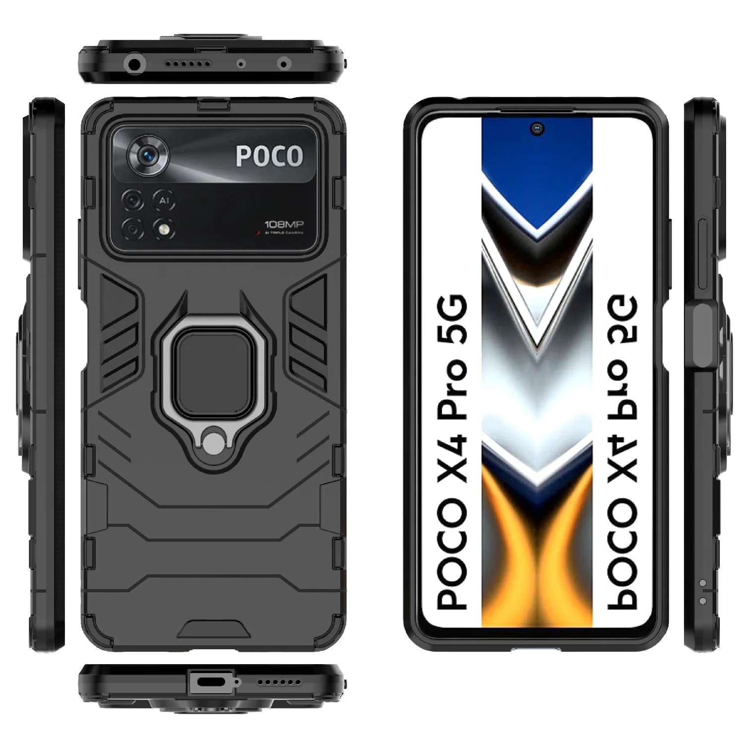 Чехол противоударный с кольцом-держателем на Xiaomi Poco X4 Pro 5G (Сяоми Поко Х4 Про 5G)