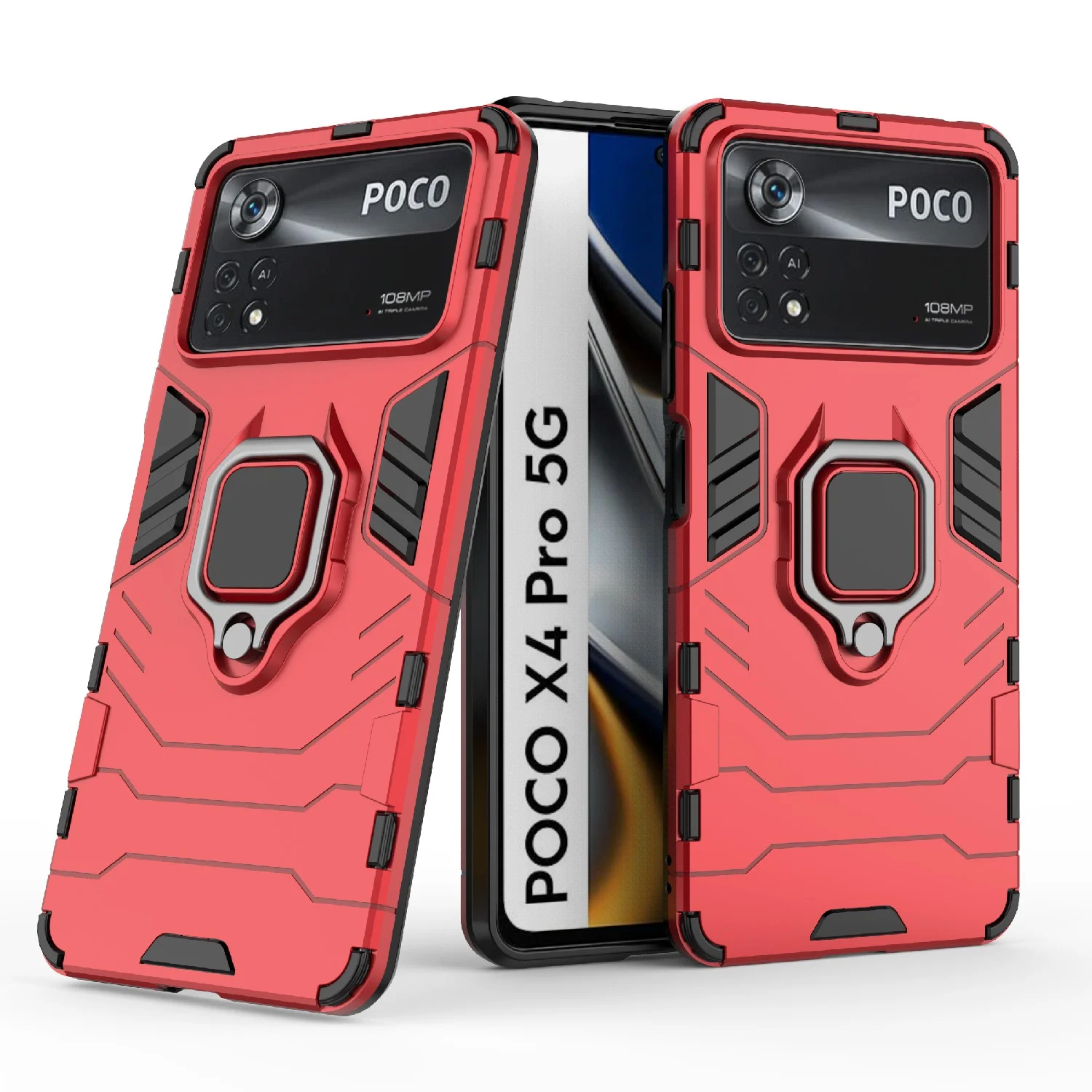 Чехол противоударный с кольцом-держателем на Xiaomi Poco X4 Pro 5G (Сяоми Поко Х4 Про 5G)
