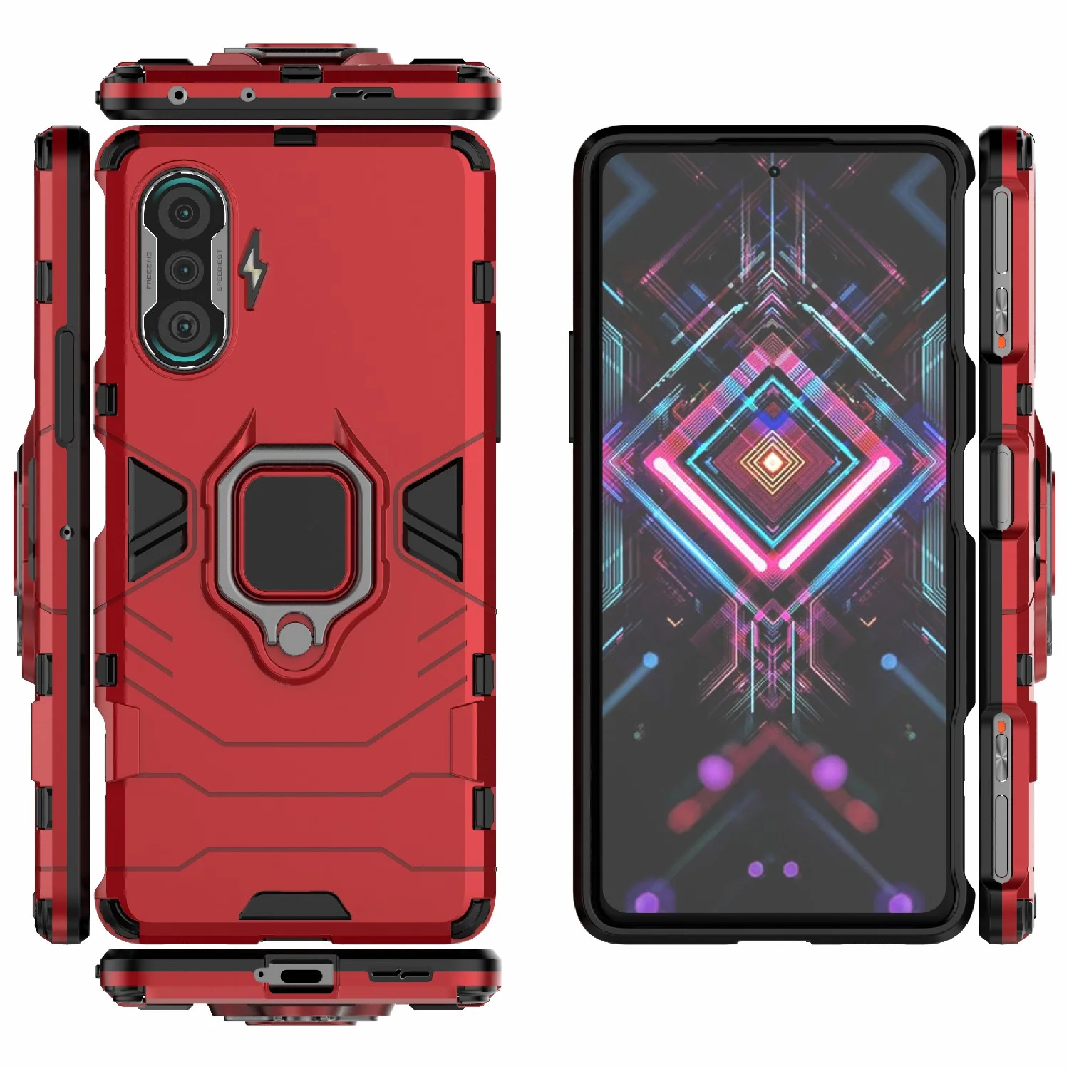 Чехол противоударный с кольцом-держателем на Xiaomi Poco F3 GT (Сяоми Поко Ф3 ГТ)