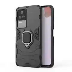 Красный чехол противоударный на Xiaomi Poco F4, с кольцом-держателем