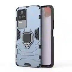 Красный чехол противоударный на Xiaomi Poco F4, с кольцом-держателем