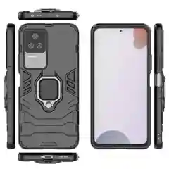 Красный чехол противоударный на Xiaomi Poco F4, с кольцом-держателем