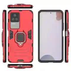 Красный чехол противоударный на Xiaomi Poco F4, с кольцом-держателем