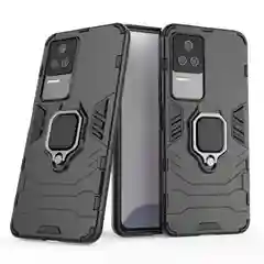 Красный чехол противоударный на Xiaomi Poco F4, с кольцом-держателем